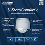 Attends® Sleep Comfort Premium Overnight Underwear, Extra Large, 58 – 68 Inches