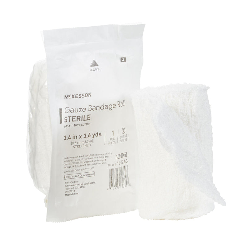 McKesson Sterile Fluff Bandage Roll, 3-2/5 Inch x 3-3/5 Yard, Six Ply