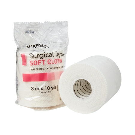 Perforated Medical Tape McKesson White 3 Inch X 10 Yard Soft Cloth NonSterile