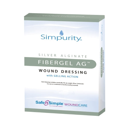 Silver Alginate Dressing Simpurity™ Fibergel AG™ 4 X 4-3/4 Inch Rectangle Sterile