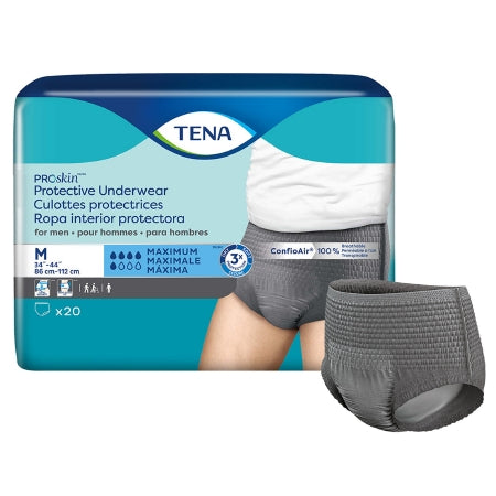 Male Adult Absorbent Underwear TENA® ProSkin™ Protective Pull On with Tear Away Seams Large Disposable Moderate Absorbency