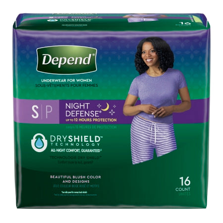Female Adult Absorbent Underwear Depend® Night Defense® Pull On with Tear Away Seams Large Disposable Heavy Absorbency