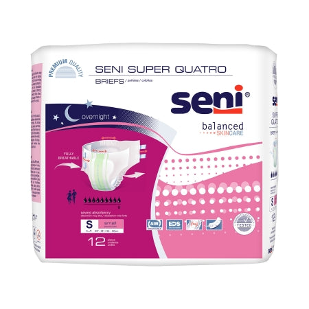 Unisex Adult Incontinence Brief Seni® Super Quatro Medium Disposable Heavy Absorbency