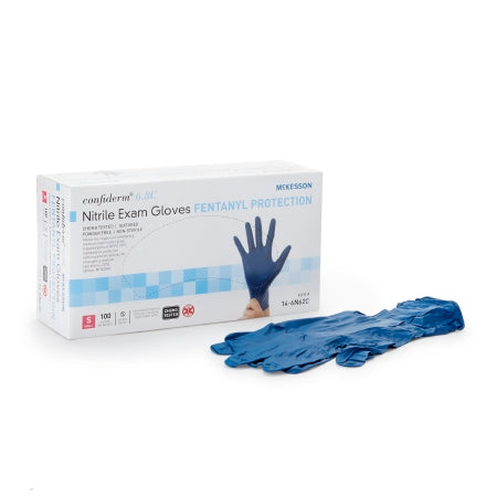 Exam Glove McKesson Confiderm® 6.8C X-Large NonSterile Nitrile Standard Cuff Length Textured Fingertips Blue Chemo Tested / Fentanyl Tested