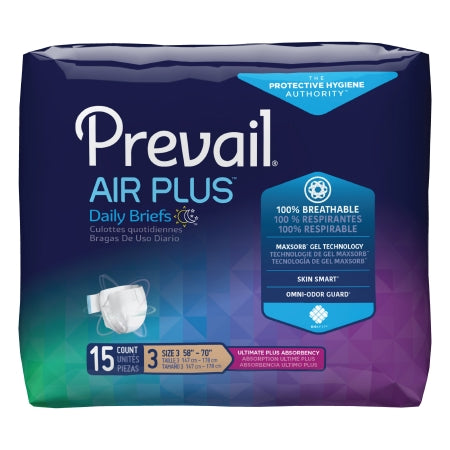 Unisex Adult Incontinence Brief Prevail® Air Plus™ Size 1 Disposable Heavy Absorbency