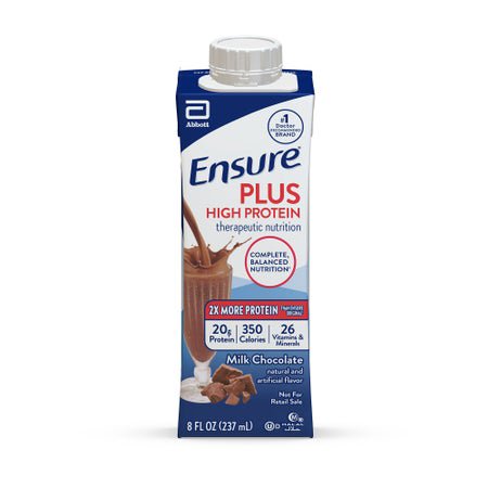 Oral Supplement Ensure® Plus High Protein Therapeutic Nutrition Shake Chocolate Flavor Liquid 8 oz. Reclosable Carton