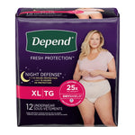 Female Adult Absorbent Underwear Depend® Night Defense® Pull On with Tear Away Seams Large Disposable Heavy Absorbency