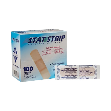 Adhesive Strip American® White Cross Stat Strip® 3/4 X 3 Inch Plastic Rectangle Tan Sterile