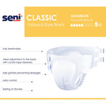 Seni Classic Incontinence Briefs for Men and Women, Moderate Absorbency, Regular