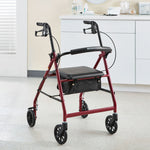 McKesson Folding Aluminum Four-Wheel Rollator, Red