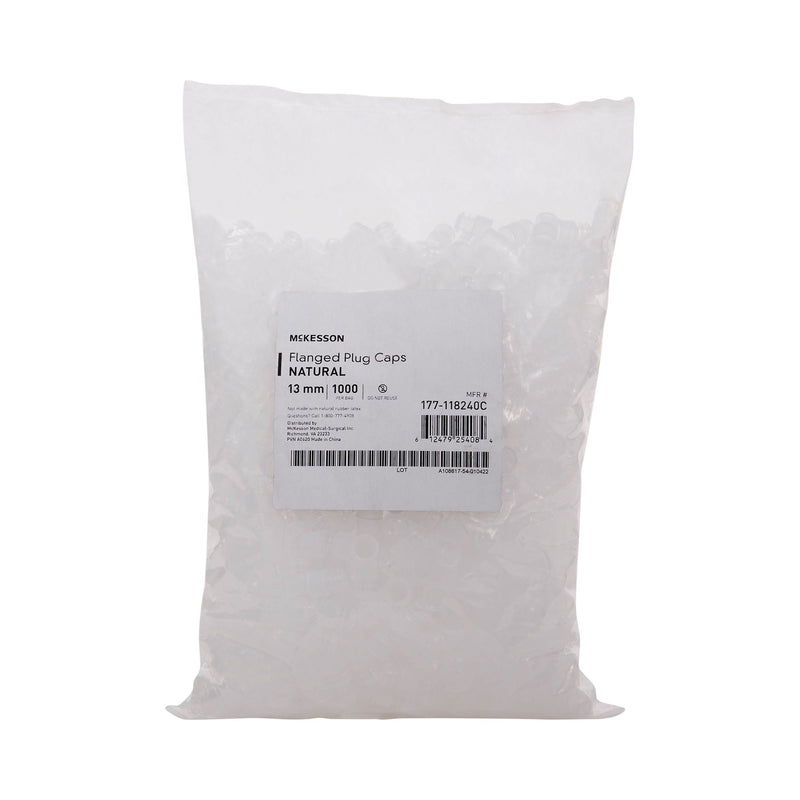 McKesson Flanged Plug Cap, Colorless, Polyethylene, for use with 13 mm Tubes