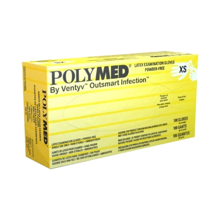 Exam Glove Polymed® Medium NonSterile Latex Standard Cuff Length Fully Textured Ivory Not Rated