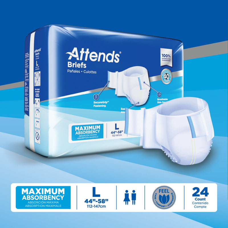 Attends® Briefs, Adult, Large, Heavy Absorbency, Disposable