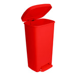 McKesson Waste Can with Step-On Pedal, Plastic, Red, 15.16 x 14.76 x 26.57 Inch