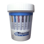 Drugs of Abuse Test Kit Premier Bio-Cup® AMP500, BAR300, BUP10, BZO300, COC150, FEN1, mAMP/MET500, MDMA500, MOR300, MTD300, OXY100, PCP25, THC50, TML100 (pH, OX, SG) 25 Tests CLIA Waived