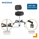 McKesson Pneumatic Exam Stool, Black, with Backrest