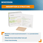 McKesson Silicone Adhesive with Border Silicone Foam Dressing, 4 x 4 Inch