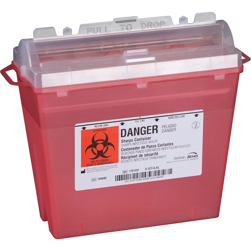 Bemis™ Sentinel Multi-purpose Sharps Container, 1.25 Gallon, 10 x 5.25 x 11 Inch