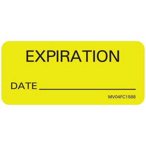 Pre-Printed Label MedVision® Auxiliary Label Yellow Paper Expiration Black Quality Control Label 1 X 2-1/4 Inch