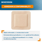 McKesson Silicone Adhesive with Border Silicone Foam Dressing, 4 x 4 Inch