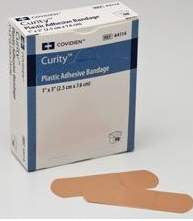 Adhesive Strip Curity™ 1 X 3 Inch Plastic Rectangle Tan Sterile