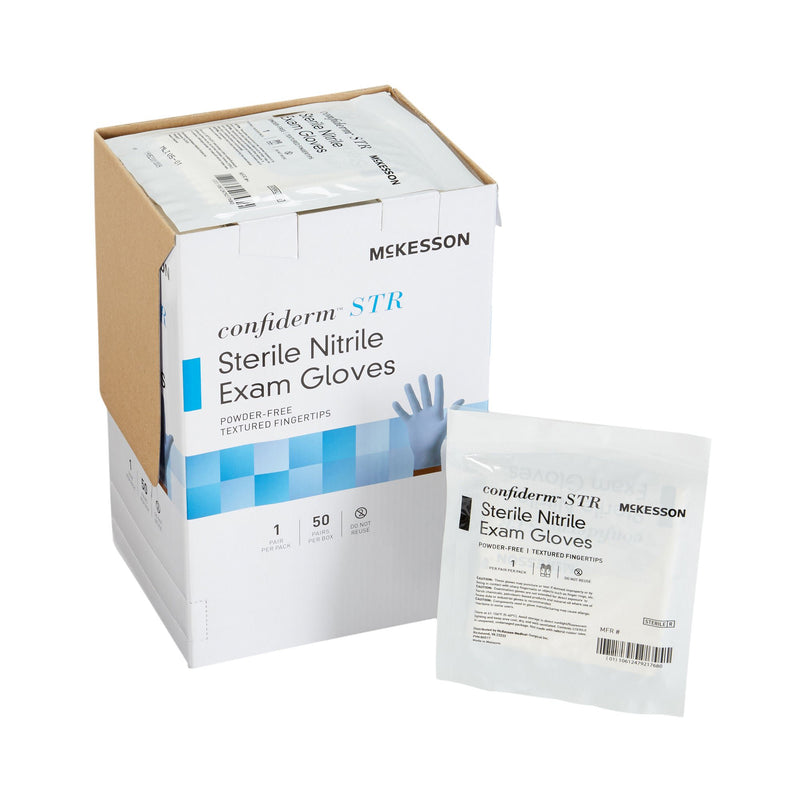 McKesson Confiderm® STR Nitrile Exam Glove, Medium, Blue