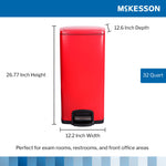 McKesson Red Square Step-On Trash Can, 8 gallon