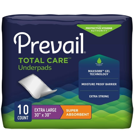 Disposable Underpad Prevail® Total Care™ 30 X 36 Inch Polymer Heavy Absorbency