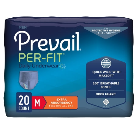 Male Adult Absorbent Underwear Prevail® Per-Fit® Men Pull On with Tear Away Seams Large Disposable Moderate Absorbency