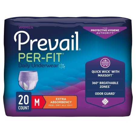 Female Adult Absorbent Underwear Prevail® Per-Fit® Women Pull On with Tear Away Seams Large Disposable Moderate Absorbency