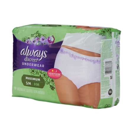 Female Adult Absorbent Underwear Always® Discreet Pull On with Tear Away Seams Small / Medium Disposable Heavy Absorbency