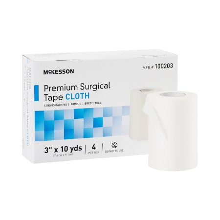 Medical Tape McKesson White 3 Inch X 10 Yard Silk-Like Cloth NonSterile
