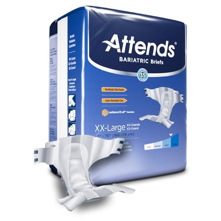 Unisex Adult Incontinence Brief Attends® Bariatric 2X-Large Disposable Heavy Absorbency