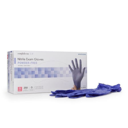 Exam Glove McKesson Confiderm® 3.0 Medium NonSterile Nitrile Standard Cuff Length Textured Fingertips Blue Not Rated