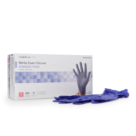Exam Glove McKesson Confiderm® 3.0 Large NonSterile Nitrile Standard Cuff Length Textured Fingertips Blue Not Rated