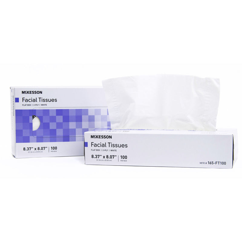 McKesson Facial Tissue, Flat Box, White, Two-Ply