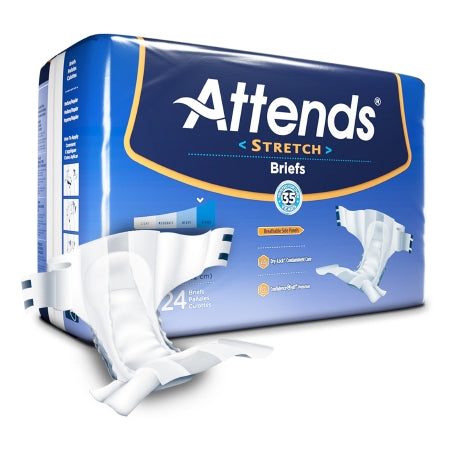 Unisex Adult Incontinence Brief Attends® Stretch Medium / Regular Disposable Heavy Absorbency