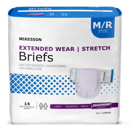 Unisex Adult Incontinence Brief McKesson Extended Wear Medium Disposable Heavy Absorbency