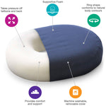 Mabis Healthcare Molded Foam Doughnut Seat Cushion, 16 Inch, Dark Blue