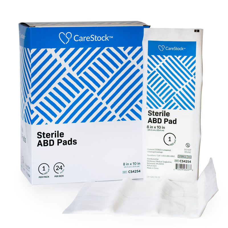 CareStock™ Sterile Abdominal Pad, 8 x 10 Inch – Nonwoven Cellulose ABD Pads