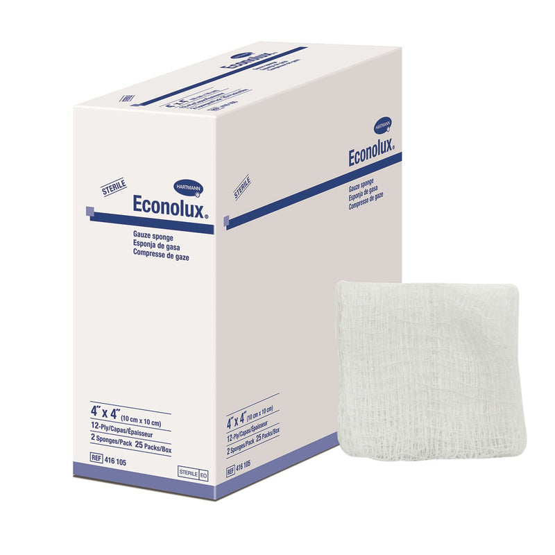 Econolux® Sterile Gauze Sponge, 4 x 4 Inch, 12-Ply