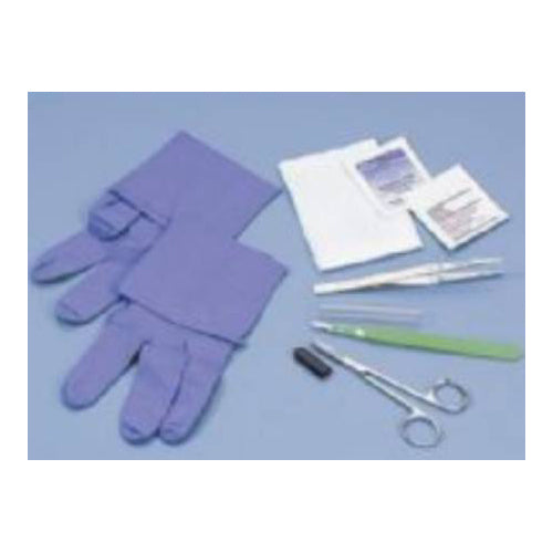 Sharp Debridement Tray One Tray, One Pair Nitrile Gloves, One Alcohol Prep Pad, One PVP Prep Pad, One 4 X 4 Inch Gauze Sponge, One Iris Scissors, One Scalpel, #15 blade, One Metal Insert Forceps