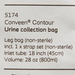Conveen® Contour Urinary Leg Bag, Anti-Reflux Valve, Polyethylene/Flocked, 800mL