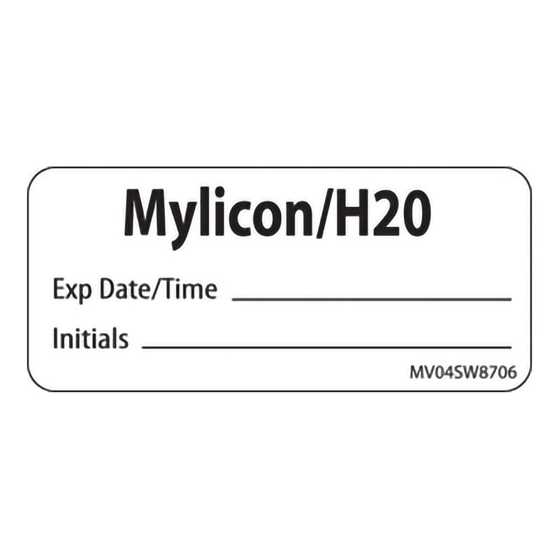 Drug Label PDC® Anesthesia Label Mylicon/H20 ExpDate/Time_ Initials_ White 1 X 2-1/4 Inch