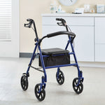 McKesson Folding Steel Four-Wheel Rollator, Blue