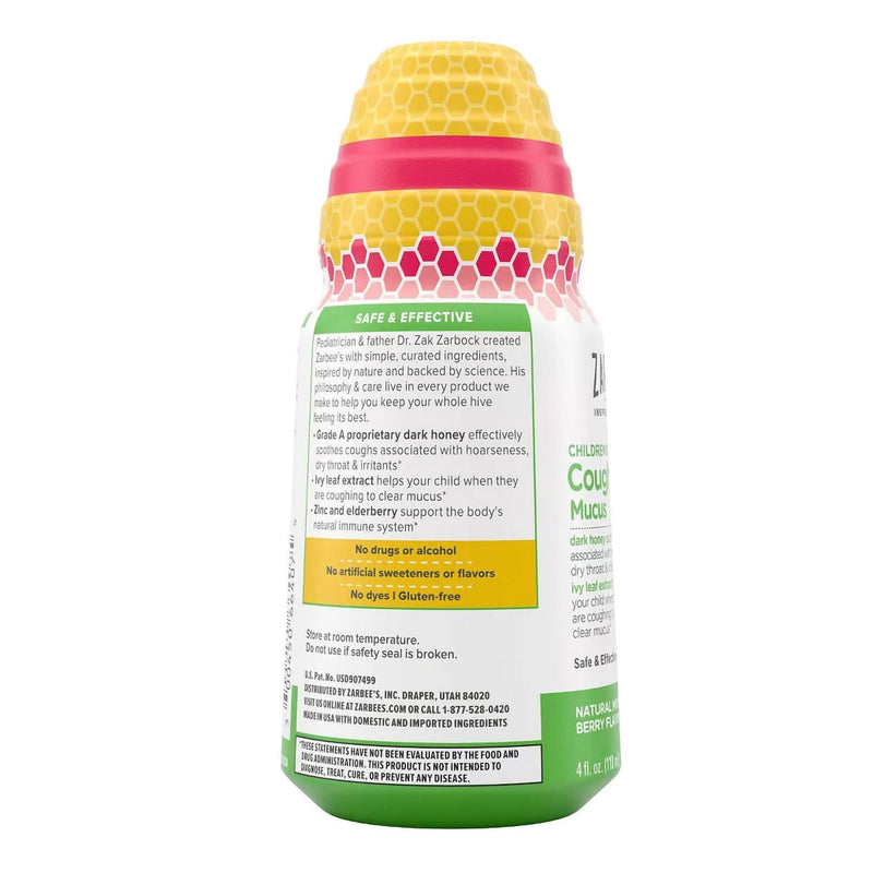 Zarbee's Children's Daytime Cough Syrup + Mucus, Mixed Berry, 4-ounce bottle