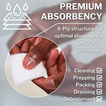 CareStock™ Gauze Sponge, 2 x 2 in. 8-Ply, Medical-Grade Cotton Wound Dressing