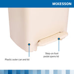 McKesson Waste Can with Step-On Pedal, Beige, 15.16 x 14.76 x 26.57 Inch