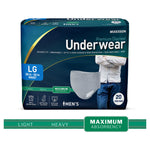 McKesson Premium Discreet Underwear for Men, Maximum Absorbency, Large