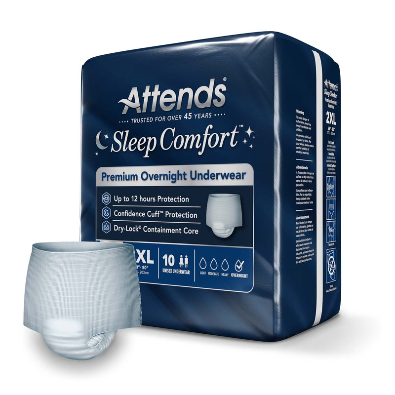 Attends® Sleep Comfort Premium Overnight Underwear, 2X-Large, 68 – 80 Inches